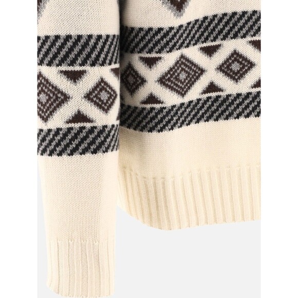 Brunello Cucinelli Ethnic Jacquard Turtleneck Sweater Fair Isle Roll Neck IT 50 - Picture 4 of 16